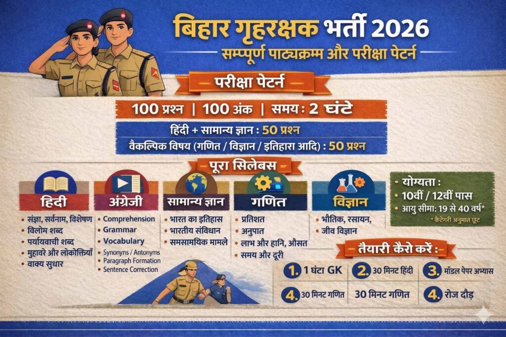बिहार गृहरक्षक भर्ती 2026: सम्पूर्ण पाठ्यक्रम और परीक्षा पैटर्न
